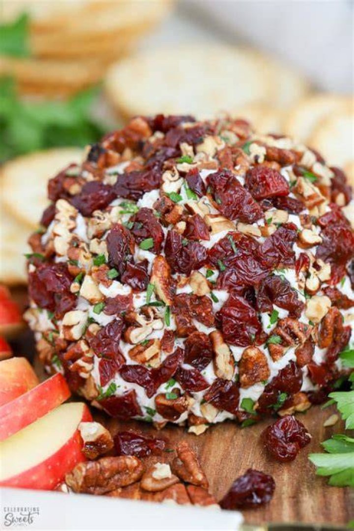 Dried cherry pecan cheese ball.