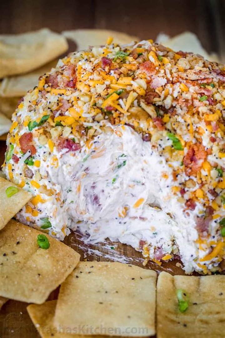 How to make a cheeseball (ingredients in a bowl).